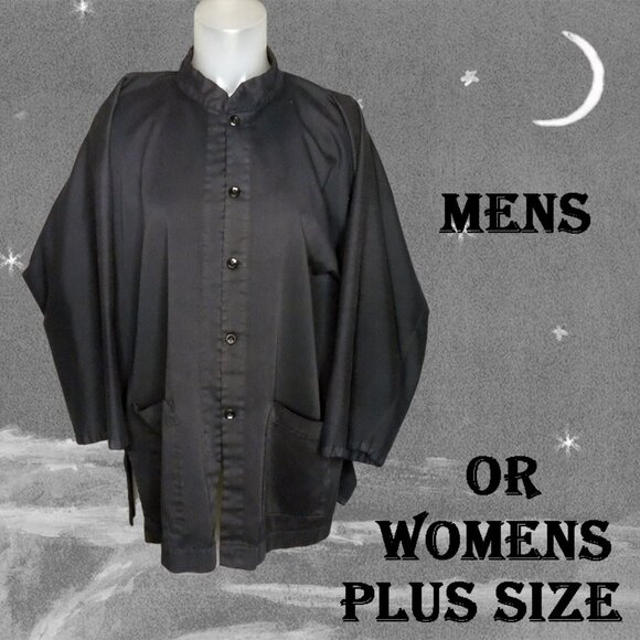 Vintage Chef Smock Jacket - Mens / Womens Plus Size Black Top - Picture 1 of 9